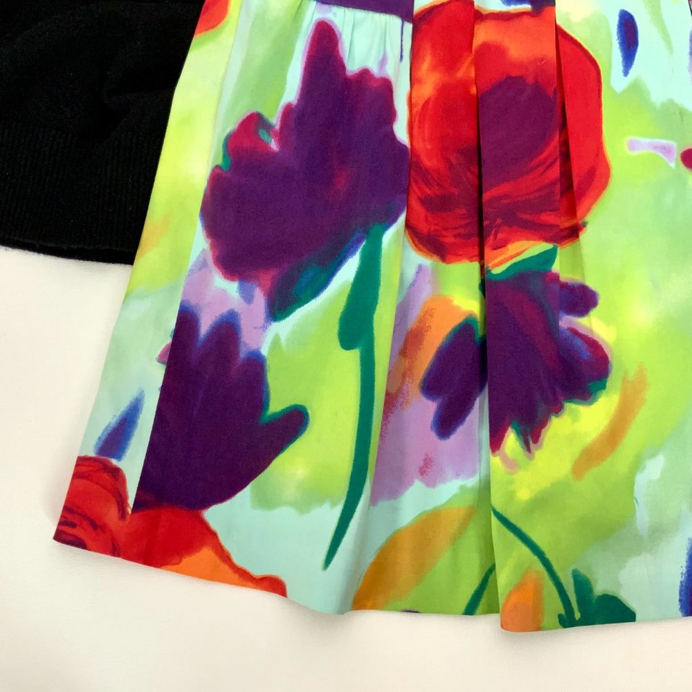 Boston Proper Floral Full Pleated Pockets Skirt Sz 4 - Picture 11 of 16